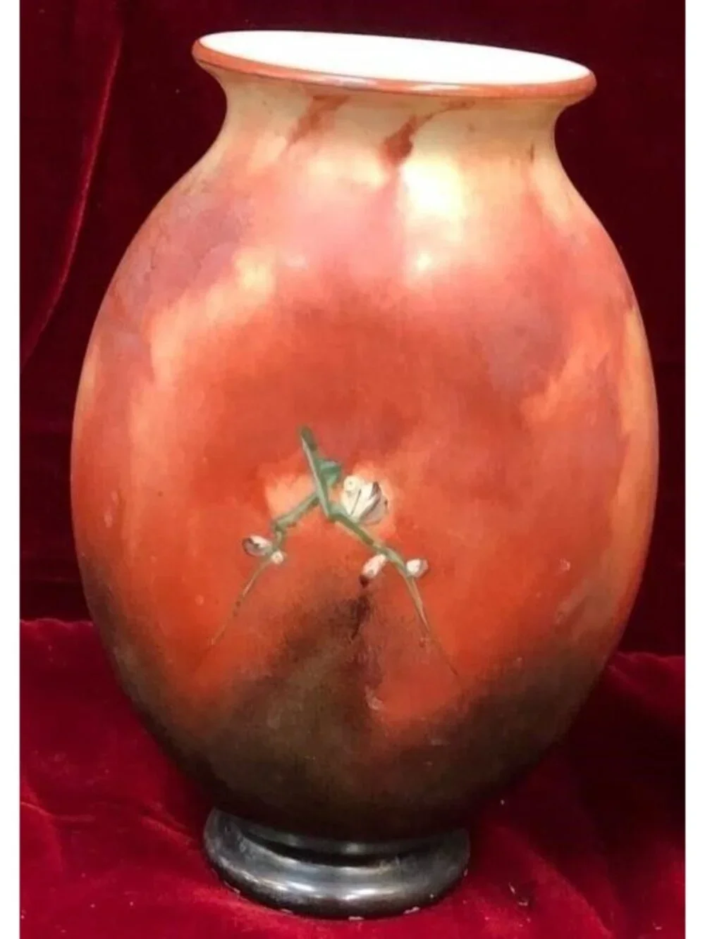 Antique Baccarat Daum Galle Opaline Art  Glass Vase Set Love Bird Apple Blossom